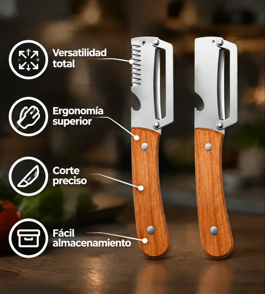 Combo-Pelador Con Mango De Madera X2 Und